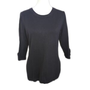 GAP Black 3/4 Sleeve (With Bows) Crew Neck W Back Zipper Knit Sweatshirt, L